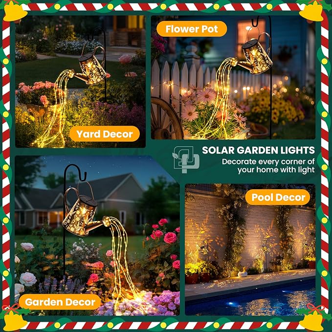 Solar Lights Outdoor Garden Decor, Large Lanterns Watering Can Lights Gardening - Image 4