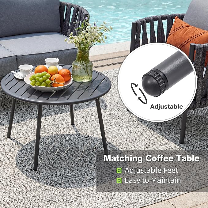 4 Piece Patio Furniture Set, Modern Patio Conversation Set, Outdoor Furniture - Image 6