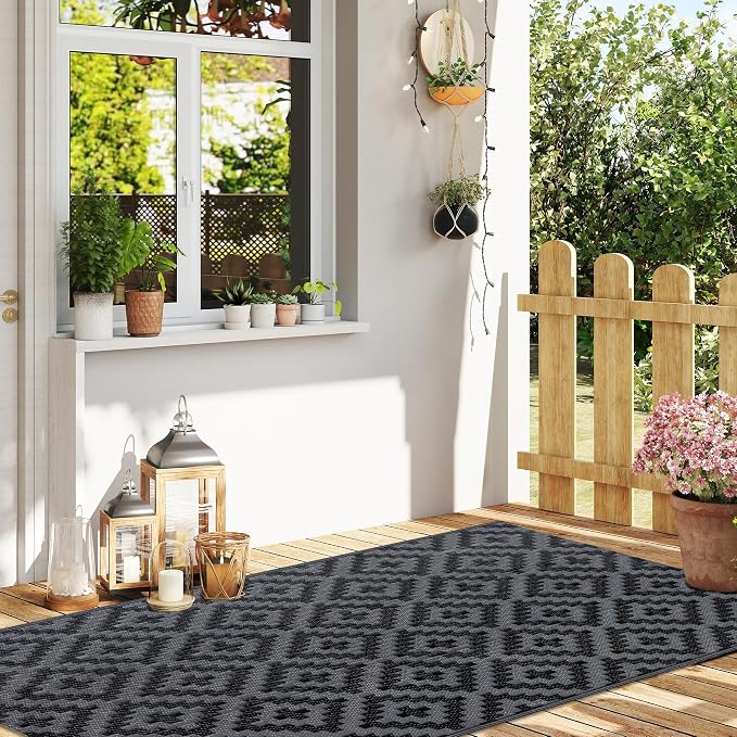 SAND MINE Waterproof Outdoor Rug 8x8 ft, Plastic Reversible Rug, Modern Area Rug - Image 6