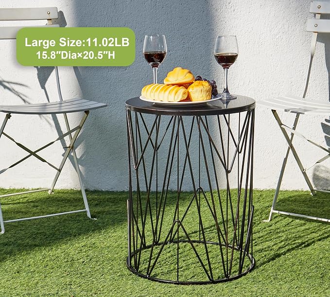 HFHOME Set of 3 Heavy-Duty Round End Table, Side Table, Coffee Table - Image 5