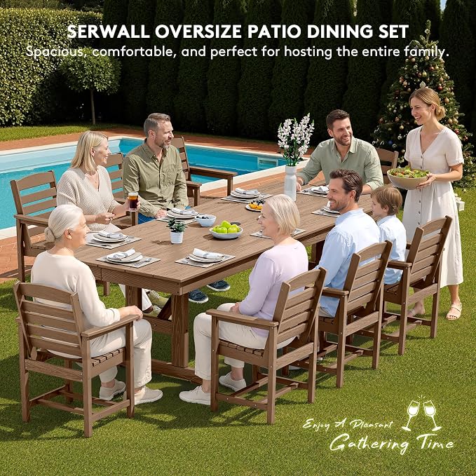 SERWALL 9 Piece Outdoor Dining Set - Image 6