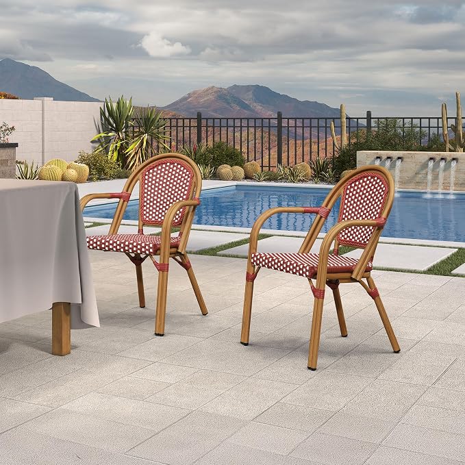 PURPLE LEAF French Bistro Armchairs Set of 4 Outdoor Aluminum Dining Chairs - Image 2
