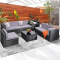 8-Piece Patio Furniture Set, Outdoor Wicker Rattan Sectional by KROFEM