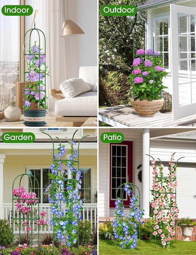 Trellis for Climbing Plants Outdoor, 6FT Garden Obelisk Rustproof PE Coated - Image 5