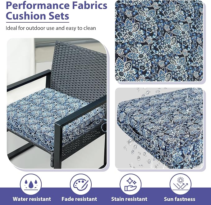 Outdoor Chair Cushions Set of 4, Waterproof Outdoor Seat Cushions - Image 3