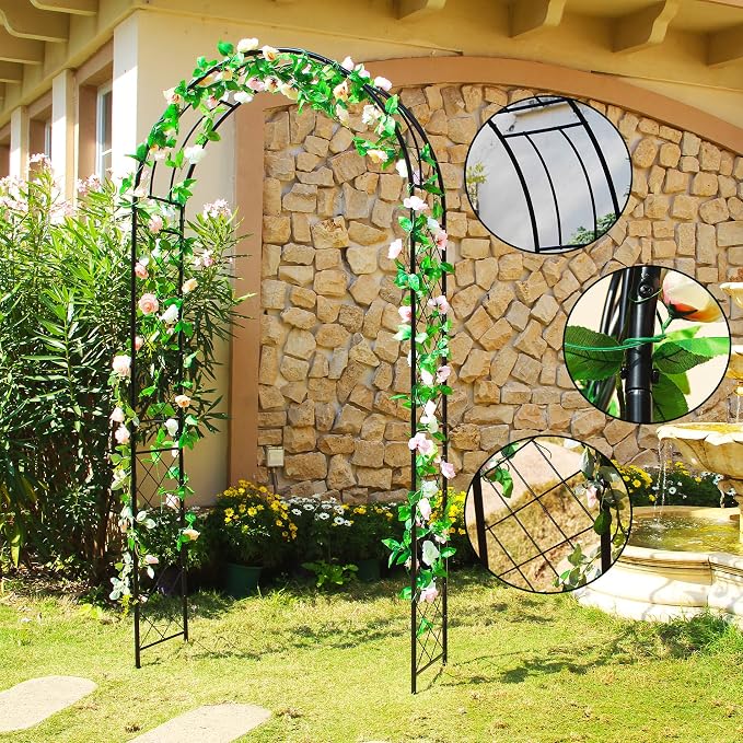 Metal Pergola Arbor, 7.9 Ft High x 3.8 Ft Wide, Garden Arch - Image 4