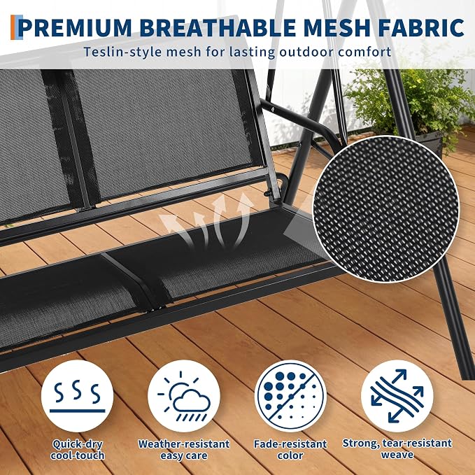 Porch Swing with Adjustable Canopy - Image 5