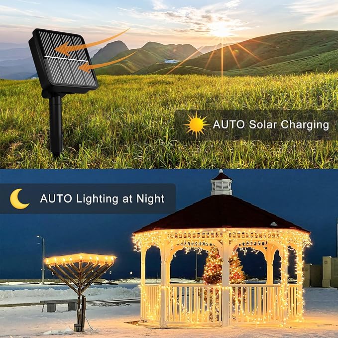 2 Pack-Solar String Lights, 78Ft 200 LED Solar Lights Outdoor - Image 2