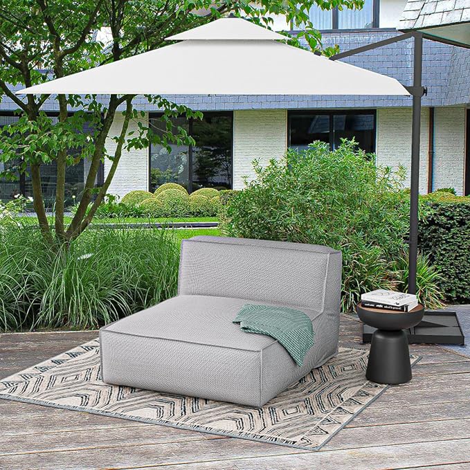 Outdoor 2 Person Bean Bag, Patio Chaise Lounge Chair Love Bed, Water-Resistant - Image 3