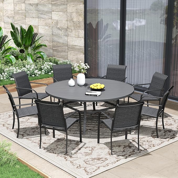 Patio Dining Table for 4-6, Round Metal Outdoor Table - Image 2