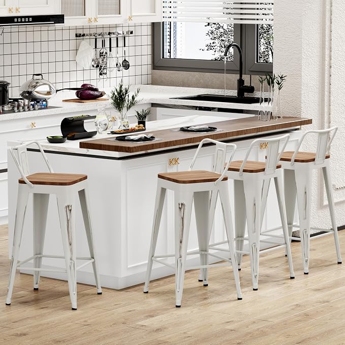 Alunaune 24" Metal Bar Stools Set of 4 Counter Height Barstools Industrial - Image 10