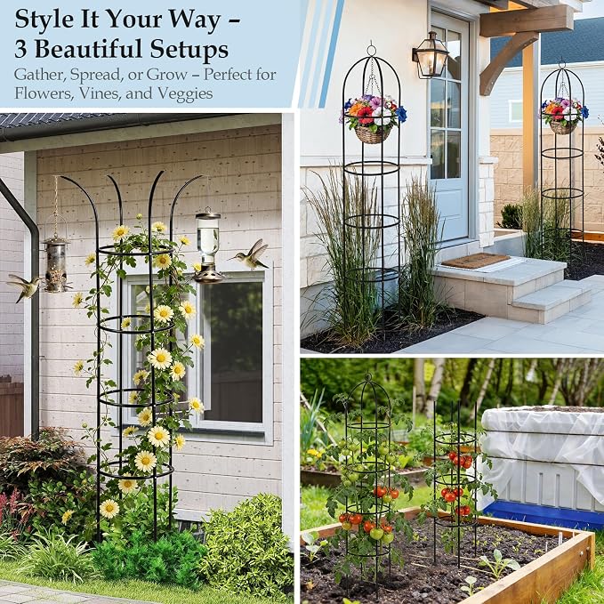 100% Metal 6.6ft Obelisk Trellis - Image 4