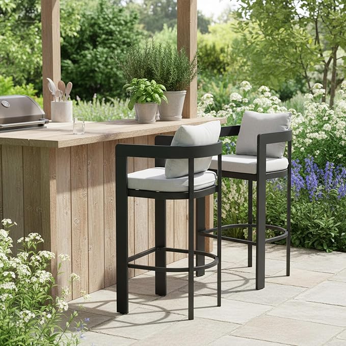 Christopher Knight Home Leona Outdoor Counter Height Bar Stools Set of 2 - Image 4