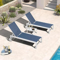 PURPLE LEAF Outdoor Chaise Lounge Chairs Set of 2 White Aluminum Lounge Chair by PURPLELEAF