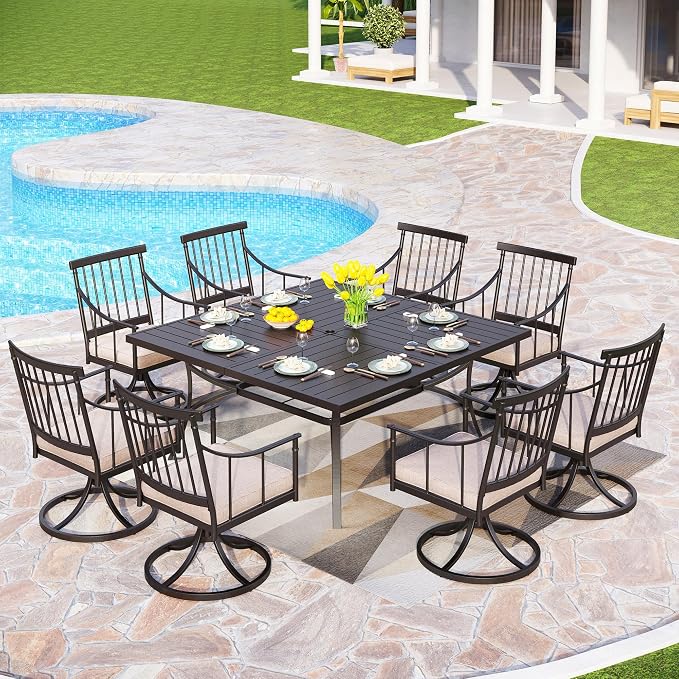 PHI VILLA 9 Pieces Outdoor Dining Table Set - Image 2