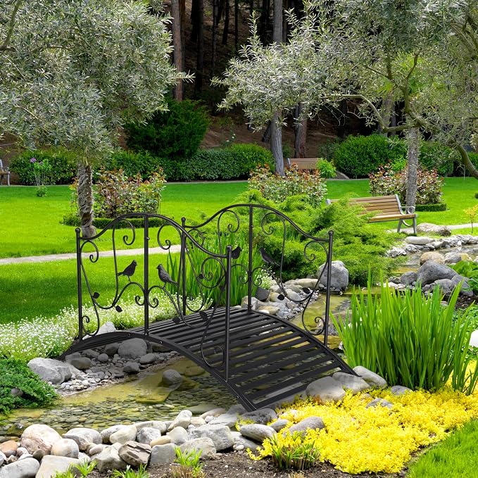 Outdoor Metal Arch Backyard Garden Bridge - Image 5