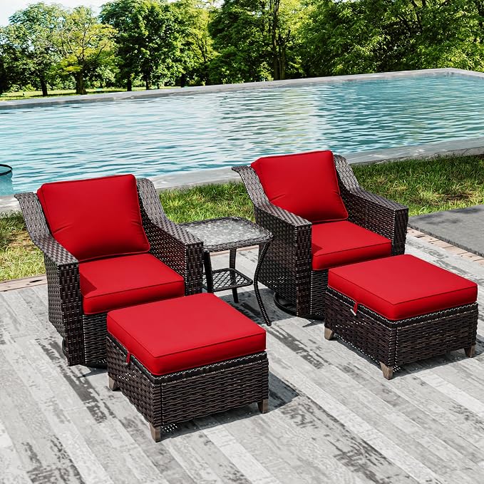 Joyside Wicker Patio Furniture Sets, 5 Pieces Upgraded Large Size Outdoor - Image 7
