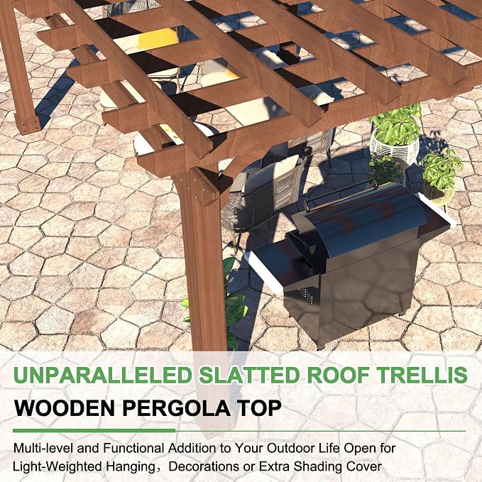 MUPATER 12x12 FT Wooden Pergola Kit - Image 5