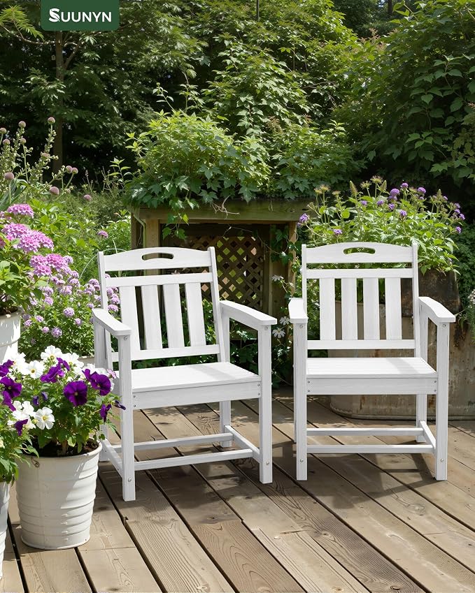 Patio Chairs Set of 2, HDPE Outdoor Dining Chairs - Image 8