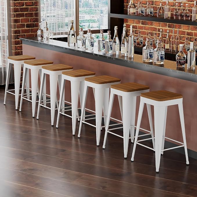 Bar Stools Set of 4 Metal Bar Stool Counter Height Bar Stools Black, Modern 26" - Image 5