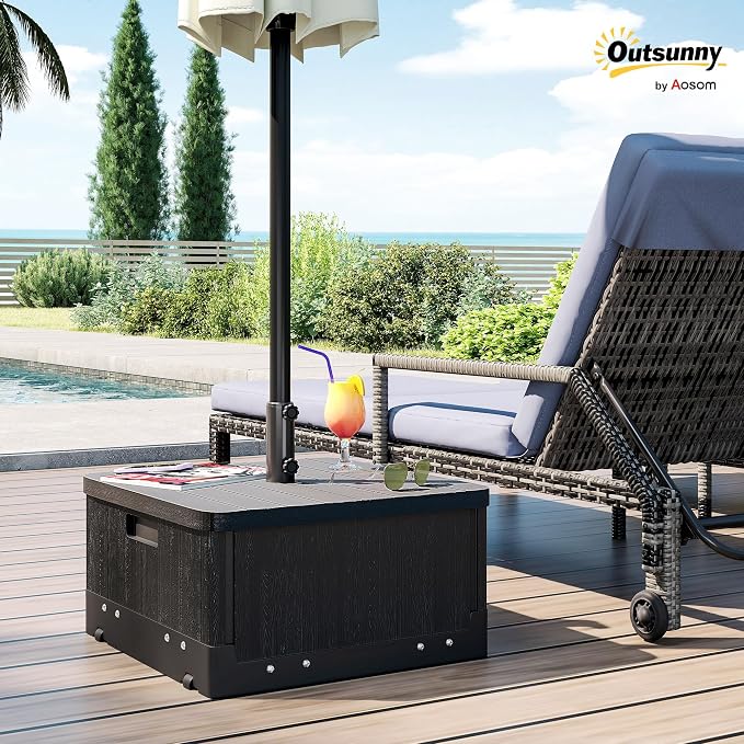 Outsunny 3-in-1 Outdoor Umbrella Base, Coffee End Table, Planter Box - Image 2