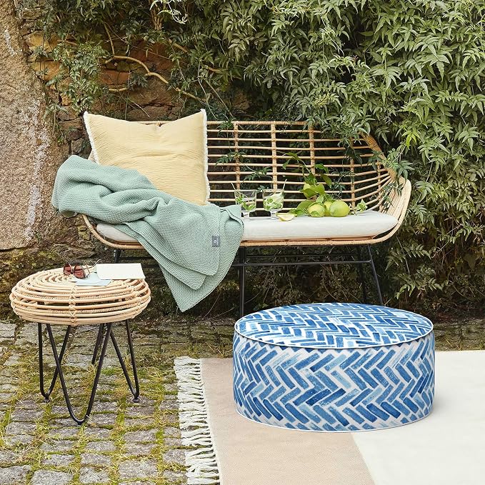 LVTXIII Indoor/Outdoor Inflatable Ottoman, All Weather Round Footrest Stool - Image 7