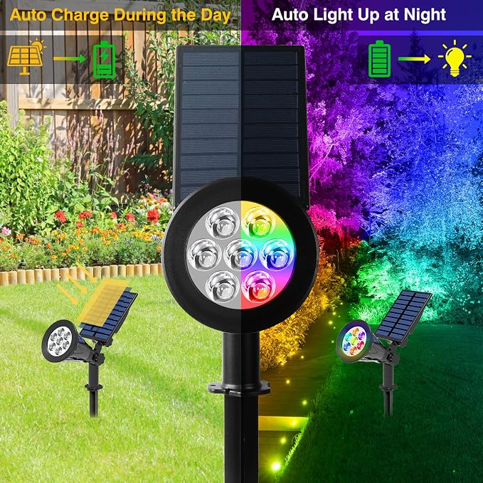 T-SUN Solar Spotlights for Outsides, Christmas Solar Lights Outdoor Waterproof - Image 3