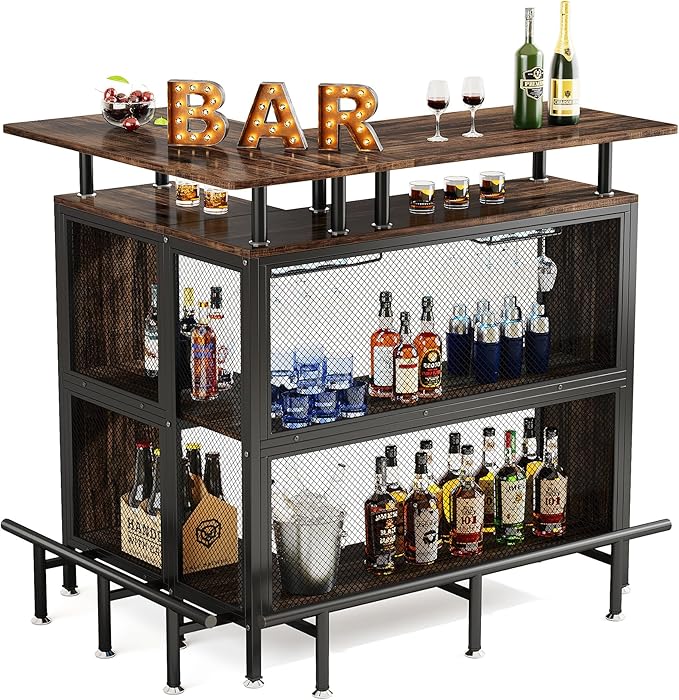 LITTLE TREE Home Bar Unit Mini Liquor Table Cabinet by LITTLETREE