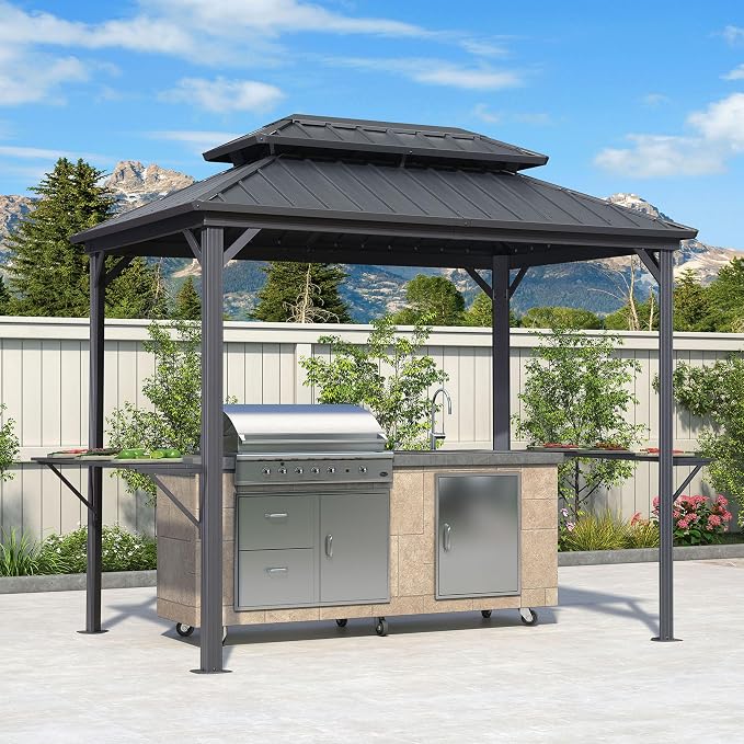 PURPLE LEAF 6' X 9' Hardtop Grill Gazebo by PURPLELEAF