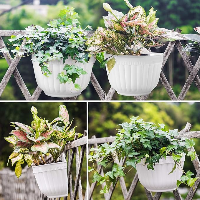 ORIMERC 4 Pack White Wall Planter Pots Vertical Living Wall Hanging Planters - Image 6