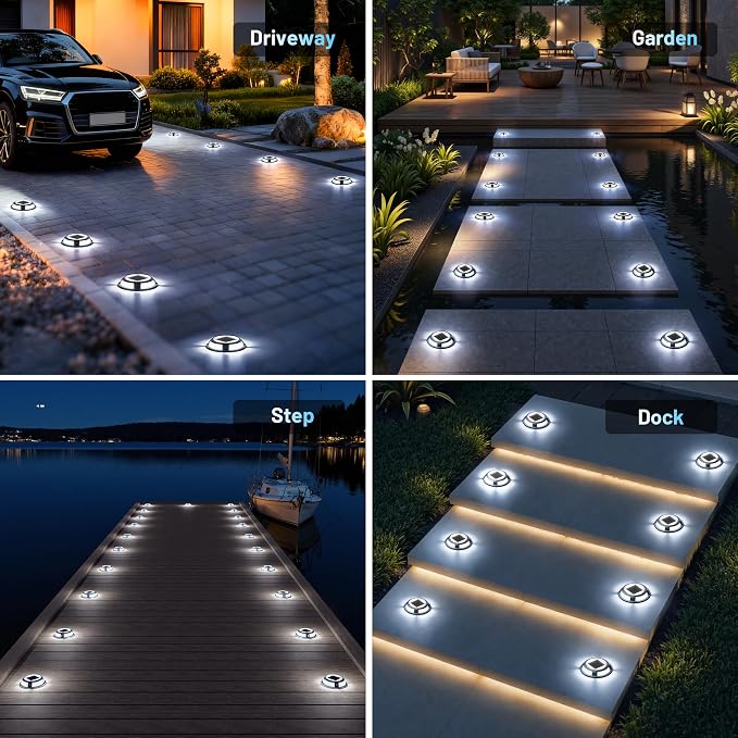 Solar Driveway Lights, 12 Pack Heavy Duty Driveway Lights Solar Powered 2 Color - Image 7