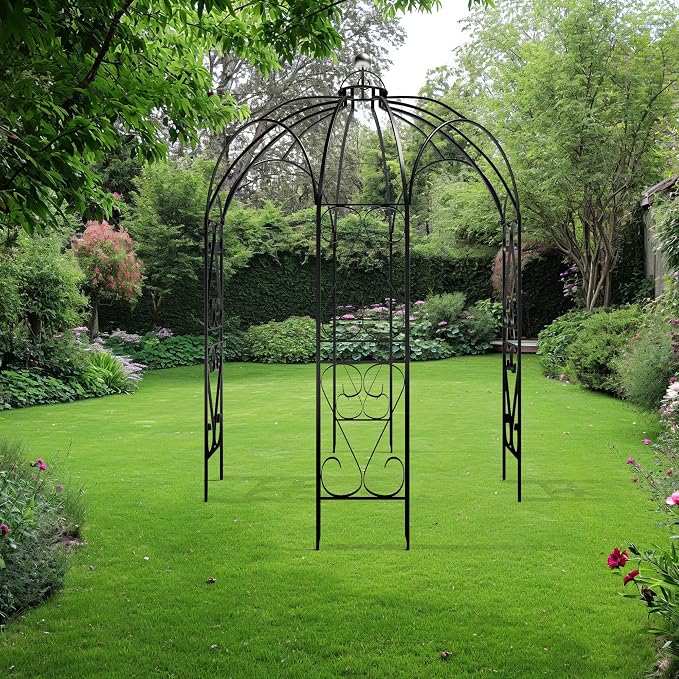 OUTOUR Versatile Oversized 9FT Iron Garden Gazebo Arbor Arbour Heavy Duty Metal - Image 4