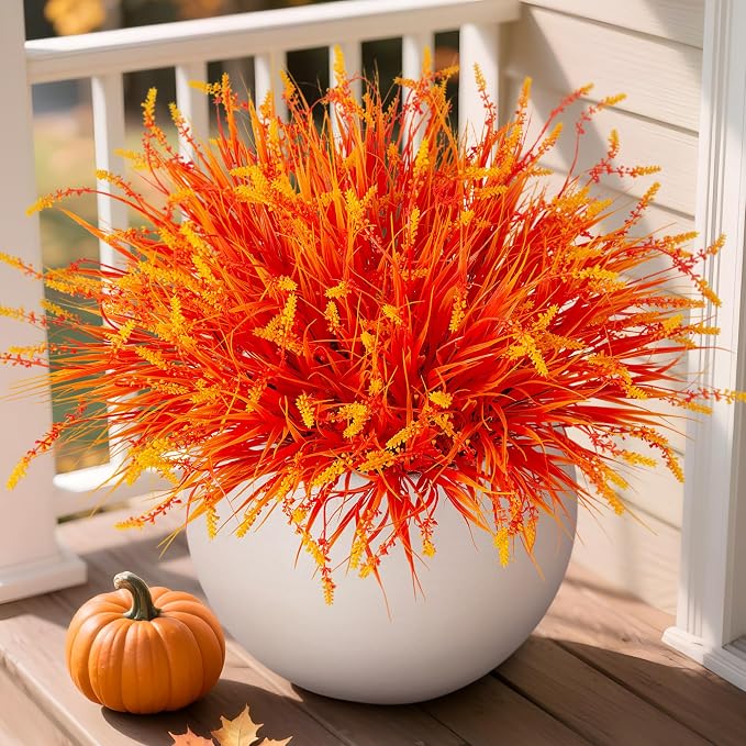 Artificial Fake Plants Flowers for Outdoors Fall Decor, 12 Bundles Fall Leaves - Image 8