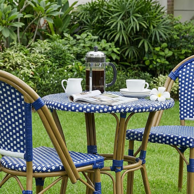 PURPLE LEAF Bistro Chair French Hand-Woven Wicker Chairs - Image 3