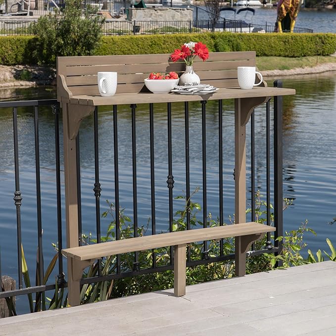 Christopher Knight Home Caribbean Outdoor Acacia Wood Balcony Bar Table - Image 2