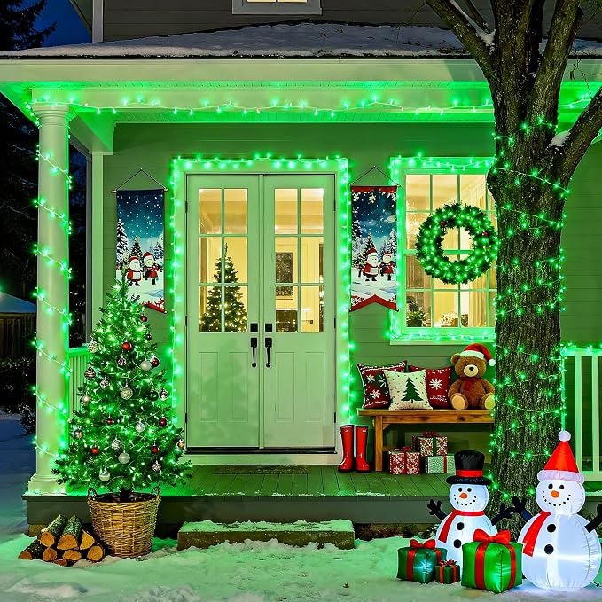 JMEXSUSS Green St Patricks Day Lights Indoor Outdoor Clear Wire, 200 LED Green - Image 7