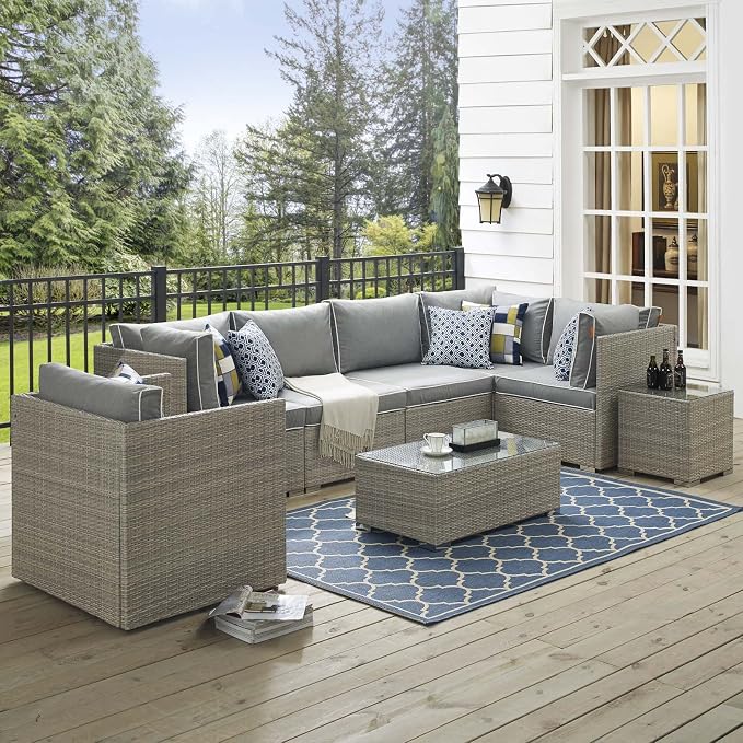 Modway Repose 7 Piece Outdoor Patio Sectional Set in Light Gray Gray by Modway