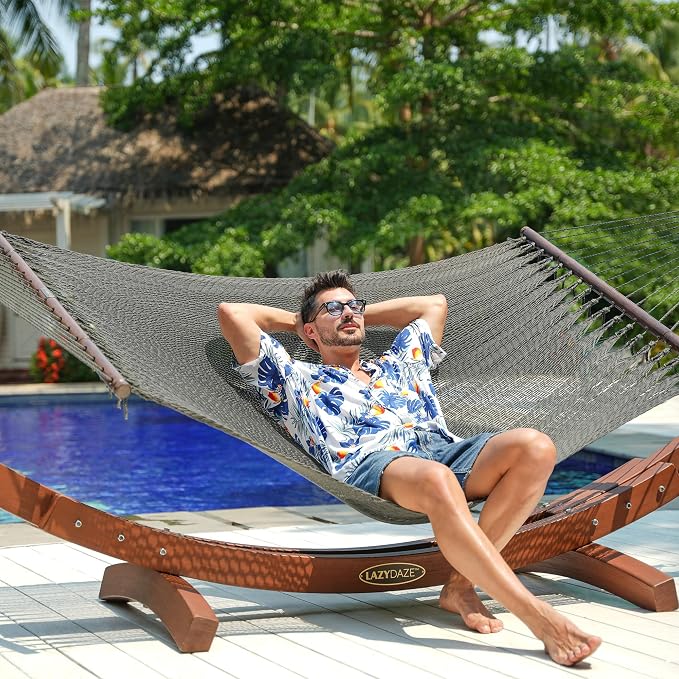 Lazy Daze Hammocks 10.5 FT Double 2 Person Caribbean Rope Hammock, Hand Woven - Image 2