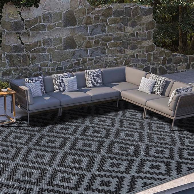 SAND MINE Waterproof Outdoor Rug 9x18 ft, Plastic Reversible Rug, Modern Area - Image 5