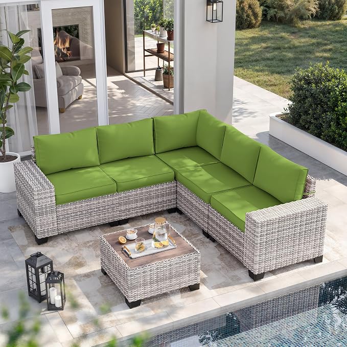 6-Piece Outdoor Patio Furniture Set Wicker Sectional Sofa Set, Patio by MuphyersPatioFurniture
