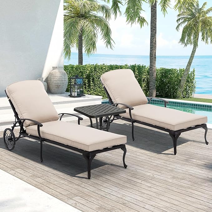 Chaise Lounge Chair Outdoor- Patio Pool Chairs Tanning Lounges by Villeston