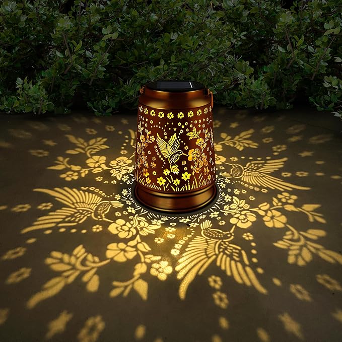 KY&BOSAM Solar Hummingbird Lanterns Outdoor Waterproof, Metal Openwork LED by KYBOSAM