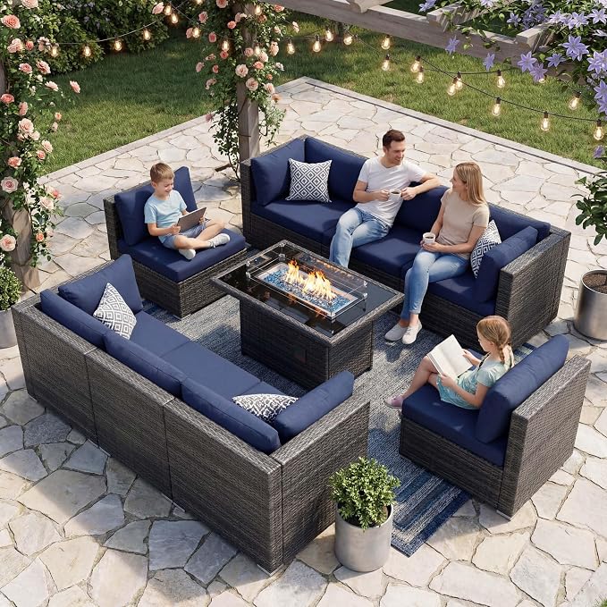 NICESOUL 9 Piece Large Outdoor Patio Furniture Set by NICESOUL