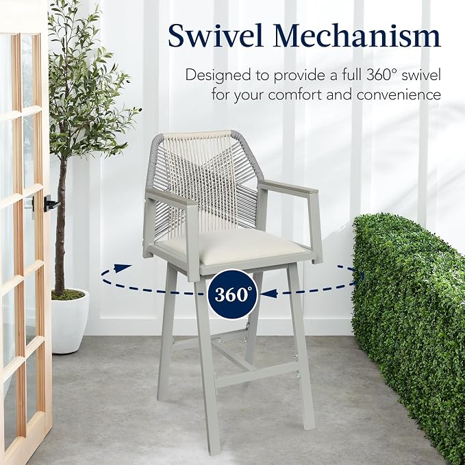 Best Choice Products Outdoor Bar Stools Set of 2, Bar Height, 360° Swivel - Image 4