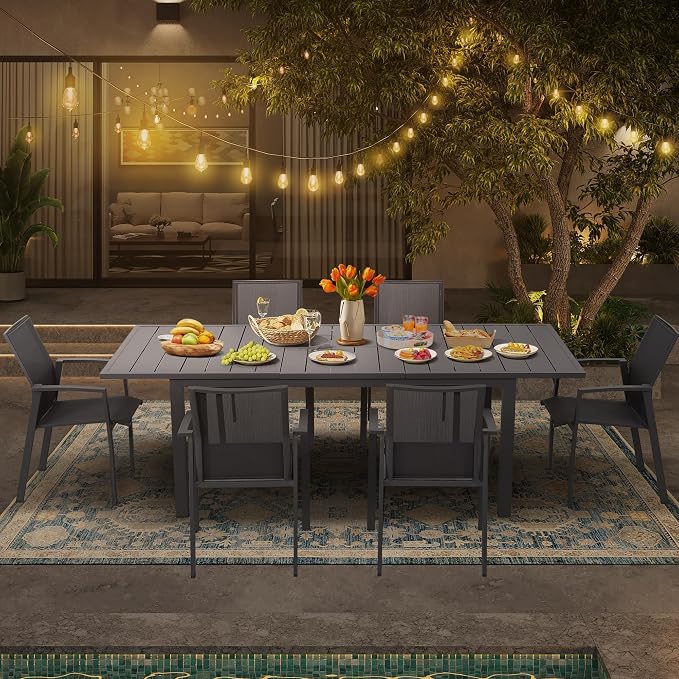 Wisteria Lane Aluminum Outdoor Dining Table, All-Weather Extendable Patio - Image 9