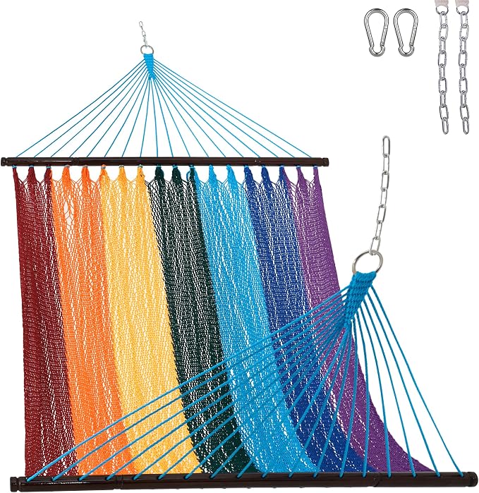 Lazy Daze Hammocks 10.5 FT Double 2 Person Caribbean Rope Hammock, Hand Woven by LazyDazeHammocks