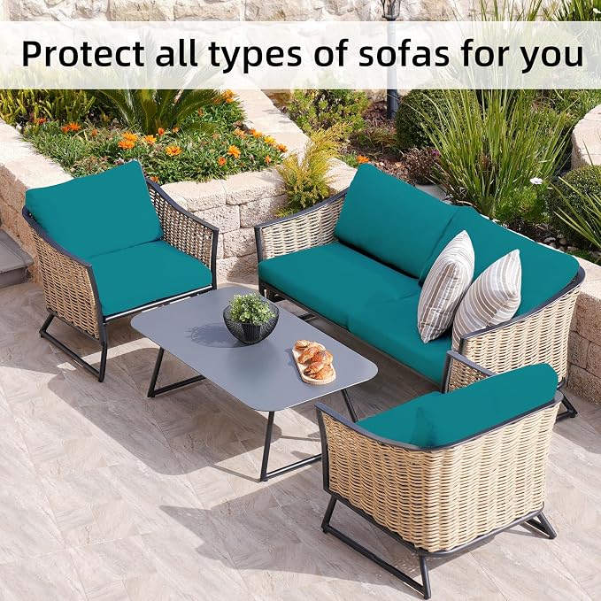 8Pcs Stretch Patio Cushion Covers, Outdoor Couch Covers Replacement, Outdoor - Image 4