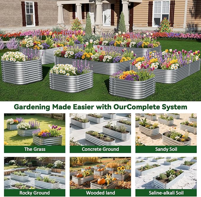 2 Pack Tall 8x3FT Corrugated Galvanized Steel Raised Garden Bed Outdoor - Image 7