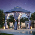 LAUSAINT HOME Semi-Permanent Outdoor Patio Gazebo 8'x8', Heavy Duty Party Tent by LAUSAINTHOME