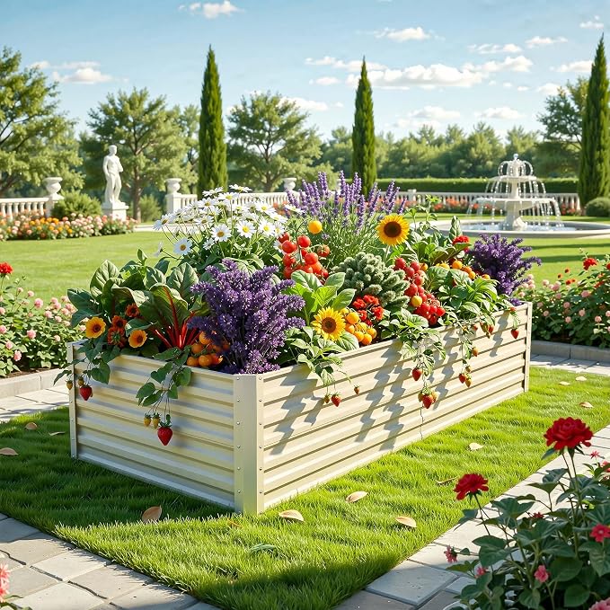 YITAHOME 6x3x2ft Large Raised Garden Bed Kit, Galvanized Metal Planter Box - Image 2